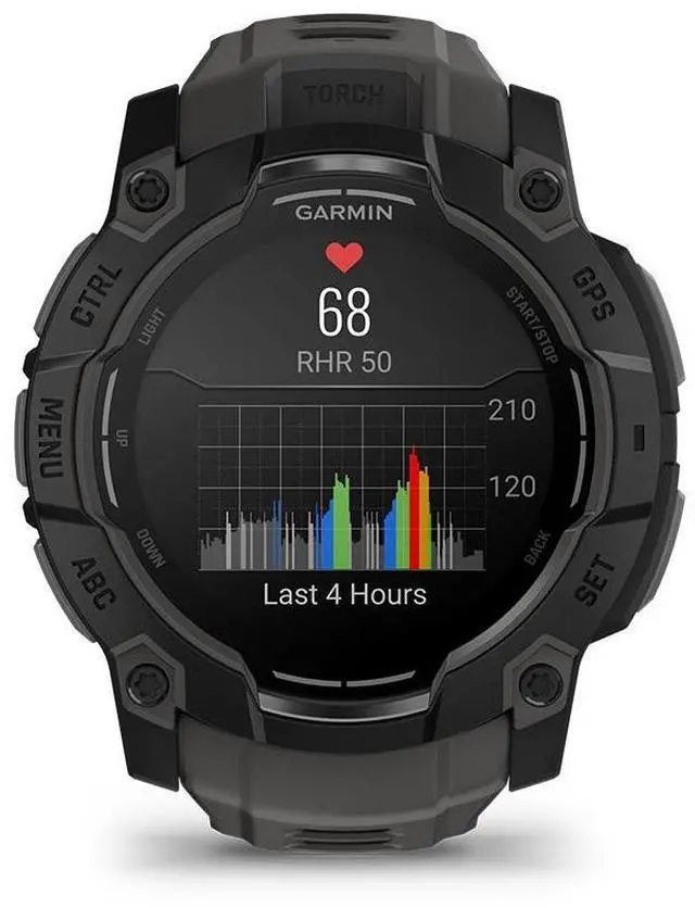 Alt view image 2 of 7 - Garmin Garmin Instinct 3, 50mm AMOLED, Black/Charcoal #010-03020-00