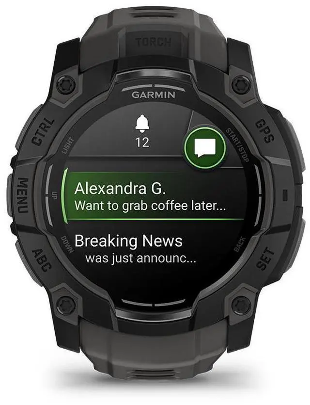 Alt view image 4 of 7 - Garmin Garmin Instinct 3, 50mm AMOLED, Black/Charcoal #010-03020-00