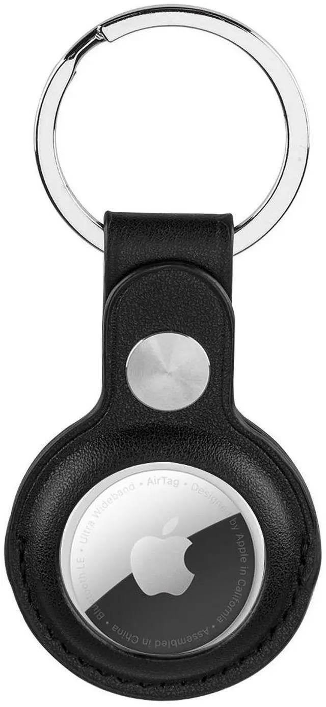 Alt view image 2 of 4 - Slinger Slinger Leather Case for AirTag Finder, Anti-Scratch Protective Skin Cover with Keychain Compatible with AirTags 2021 (Black)