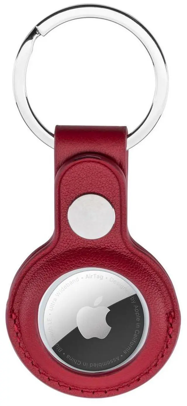 Alt view image 2 of 4 - Slinger Slinger Leather Case for AirTag Finder, Anti-Scratch Protective Skin Cover with Keychain Compatible with AirTags 2021 (Red)