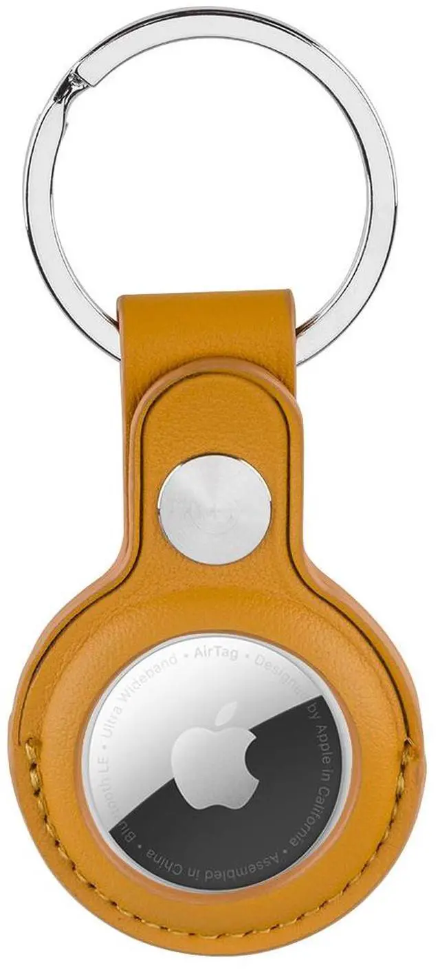 Alt view image 2 of 4 - Slinger Slinger Leather Case for AirTag Finder, Anti-Scratch Protective Skin Cover with Keychain Compatible with AirTags 2021 (Yellow)