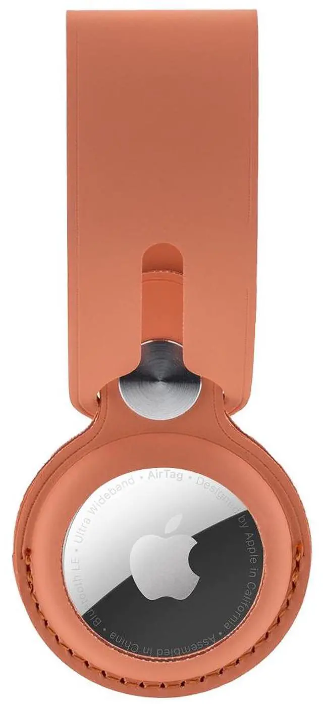 Alt view image 2 of 5 - Slinger Slinger Protective PU Leather Loop Holder Tracker Cover Compatible with Apple New AirTag (Orange)