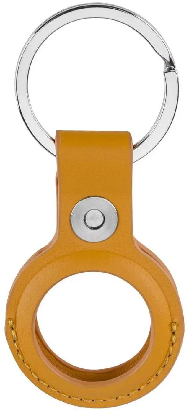 Alt view image 3 of 4 - Slinger Slinger Leather Case for AirTag Finder, Anti-Scratch Protective Skin Cover with Keychain Compatible with AirTags 2021 (Yellow)