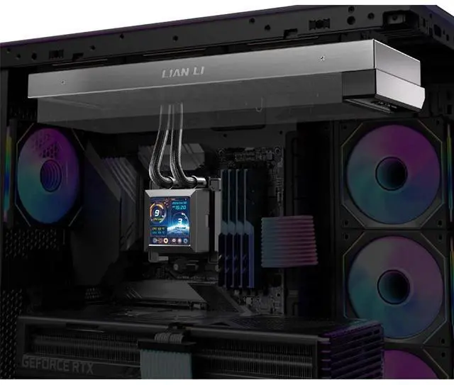 Alt view image 7 of 8 - Lian Li Hydroshift 360 AIO - Side-Mounted Coolant Pathway - 2.88 LCD Screen - 480 × 480 Resolution - Captured Screenshots or Recorded Videos Shift AIO , No fan Inclued  Black Color (HSLCD36NB)