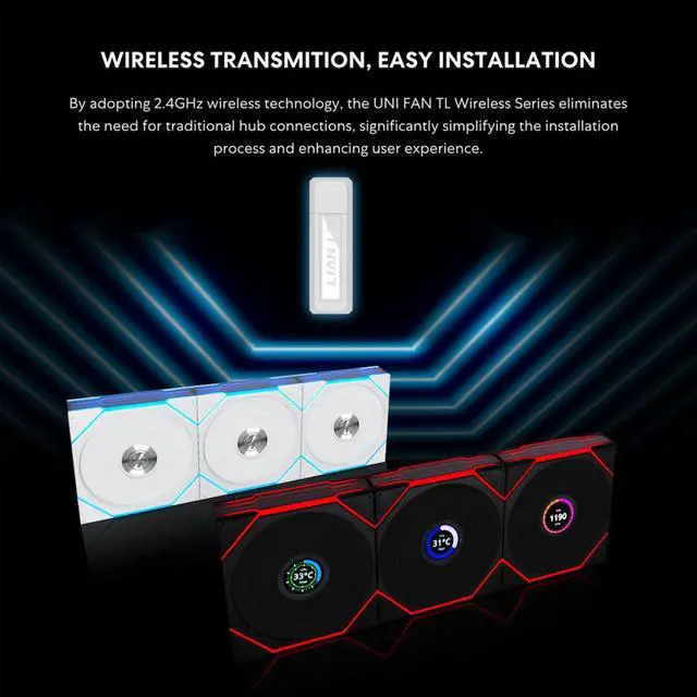 Alt view image 9 of 13 - Lian Li UNI Fan TL 120 Wireless - Single Pack (Reverse Blade) - Controller Not Included - 2.4 GHz Wireless Control  - Infinity Mirror Design - Controller requesd for use. - Black (12RTL1W1B)