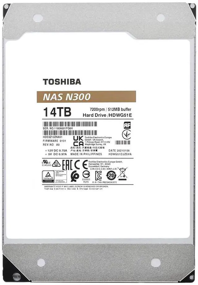 Alt view image 11 of 12 - Toshiba N300 NAS - Hard drive - 14 TB - internal - 3.5" - SATA 6Gb/s - 7200 rpm - buffer: 512 MB - HDWG51EXZSTA