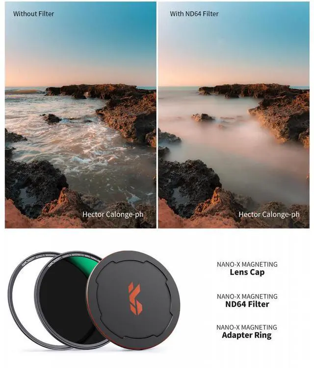 Alt view image 6 of 7 - K&F Concept 82mm Nano-X Neutral Density ND64 1.8 6-Stop Magnetic Filter