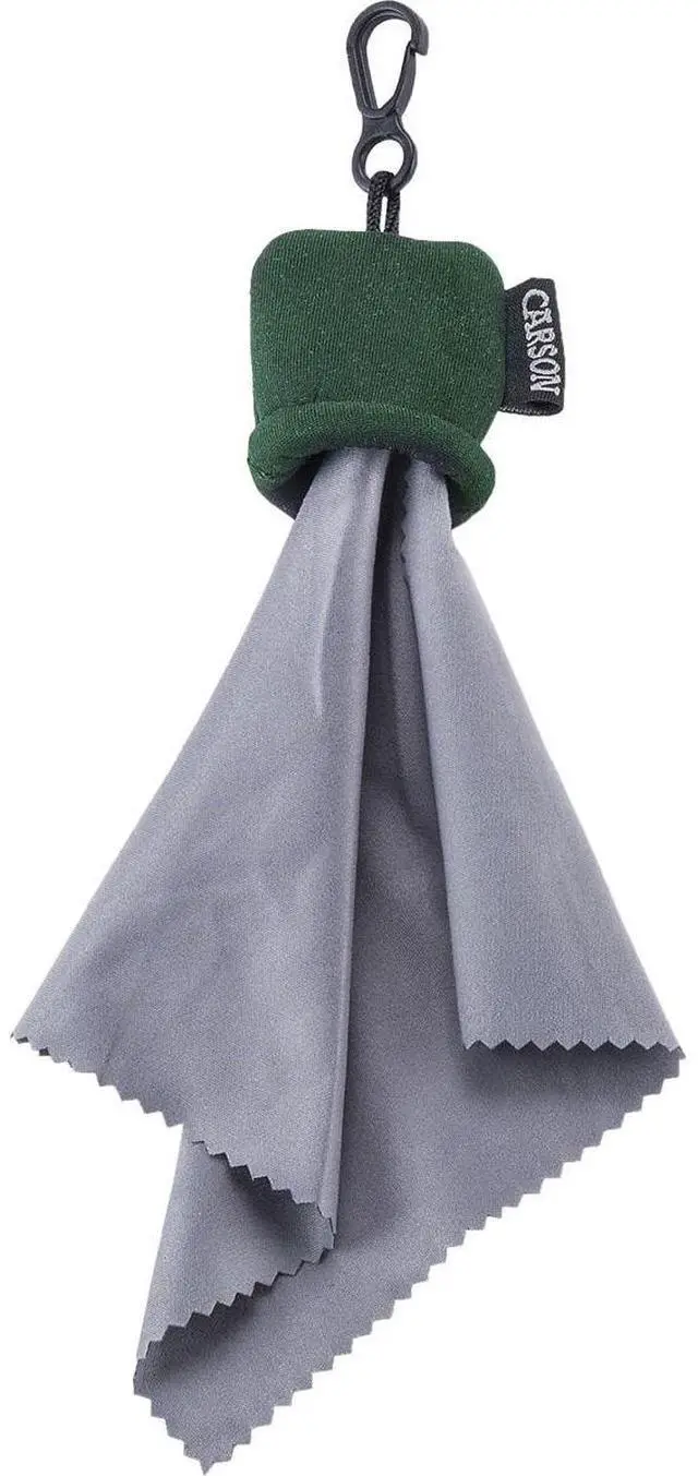 Main image of Carson Stuff-It Pro 8x8" Microfiber Lens Cleaning Cloth with Protective Pouch, Green