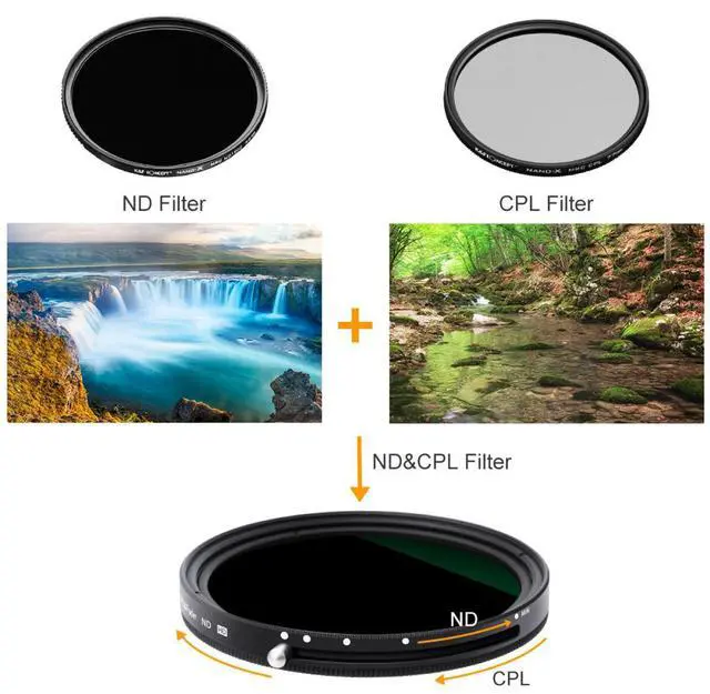 Alt view image 10 of 14 - K&F Concept 43MM ND8-ND2000  Adjustable ND Filter Camera Lense Variable Neutral Density With Multi-Resistant Coating for Camera Lenses(43mm)