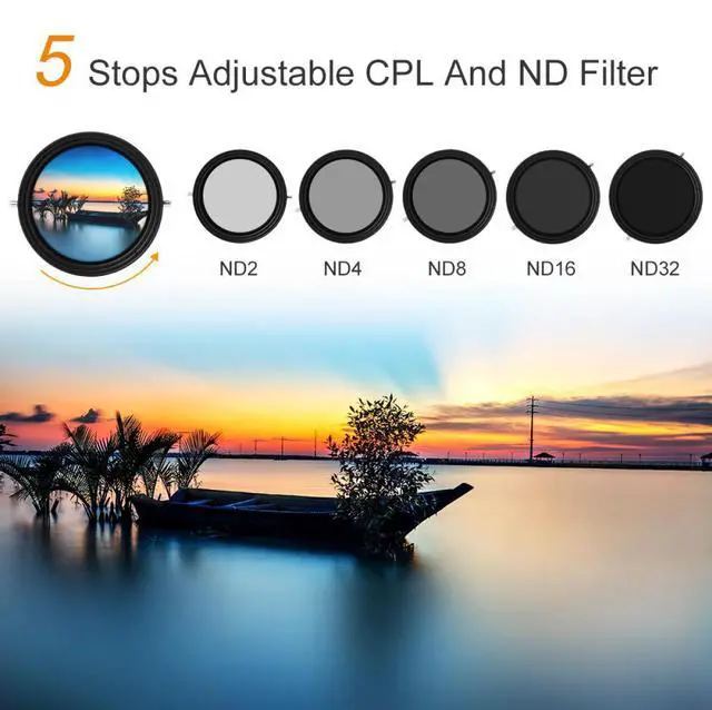 Alt view image 12 of 14 - K&F Concept 43MM ND8-ND2000  Adjustable ND Filter Camera Lense Variable Neutral Density With Multi-Resistant Coating for Camera Lenses(43mm)
