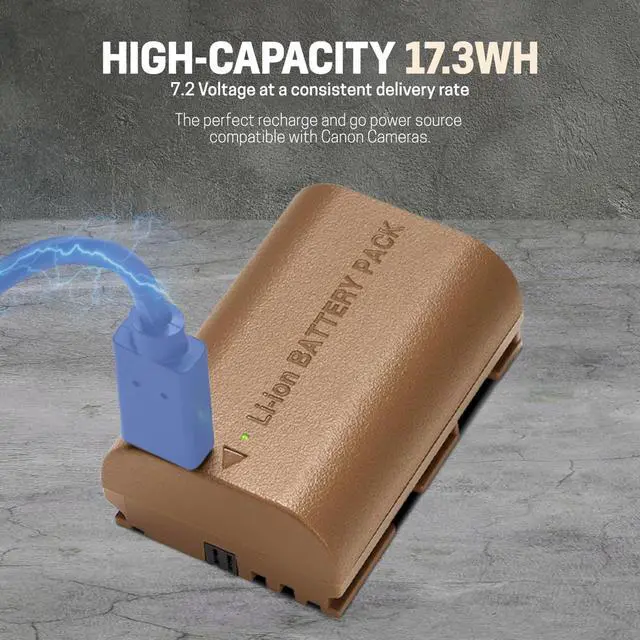 Alt view image 3 of 7 - Green Extreme LP-E6P 17.3Wh 7.2V 2400mAh Lithium-Ion Battery Pack with USB-C Charging Port
