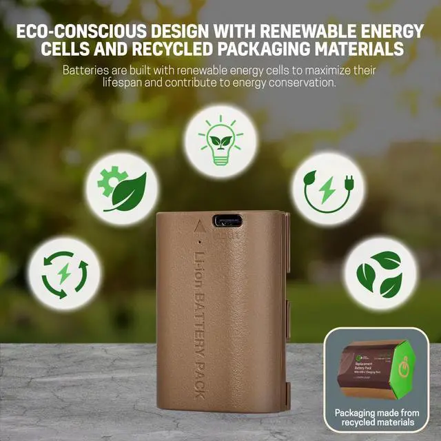 Alt view image 7 of 7 - Green Extreme LP-E6P 17.3Wh 7.2V 2400mAh Lithium-Ion Battery Pack with USB-C Charging Port