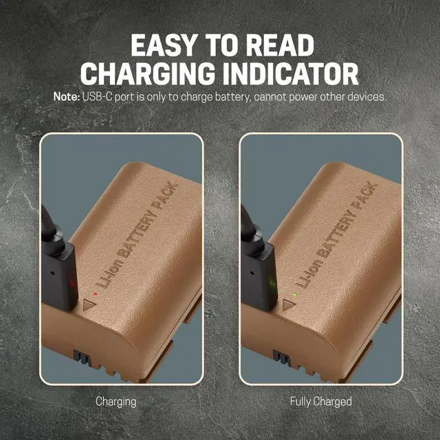 Alt view image 5 of 7 - Green Extreme LP-E6NH 17.3Wh 7.2V 2400mAh Lithium-Ion Battery Pack with USB-C Charging Port