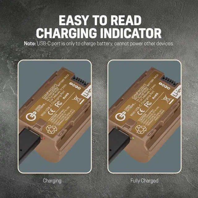 Alt view image 6 of 7 - Green Extreme NP-W235 17.3Wh 7.2V 2400mAh Lithium-Ion Battery Pack with USB-C Charging Port