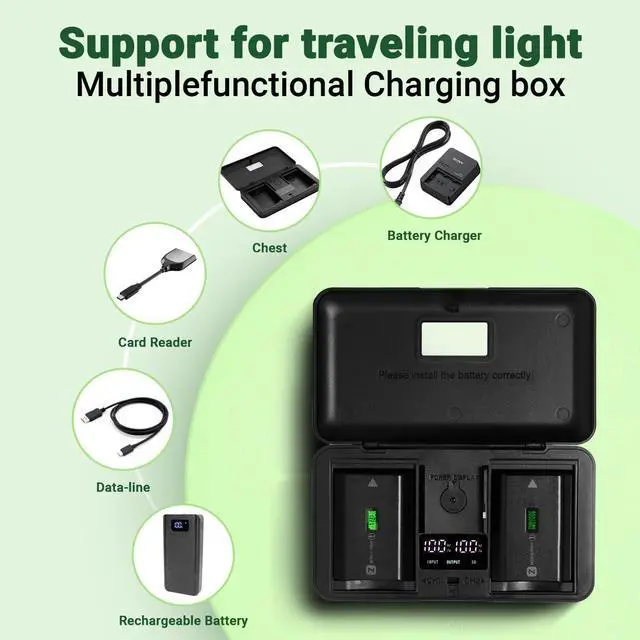 Alt view image 5 of 7 - Green Extreme USB LCD Dual Charger Case for Sony NP-FZ100 Battery