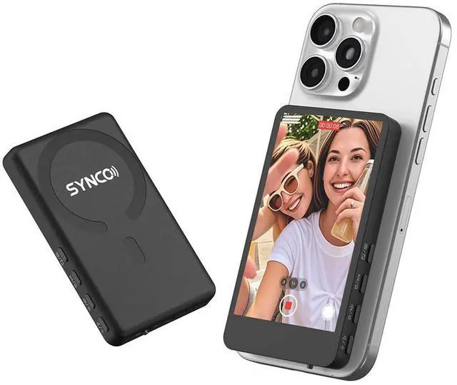 Alt view image 6 of 6 - Synco Audio 3.9" XView M4 Wireless Selfie Monitor Screen with MagSafe for Phone Vlogging, Black
