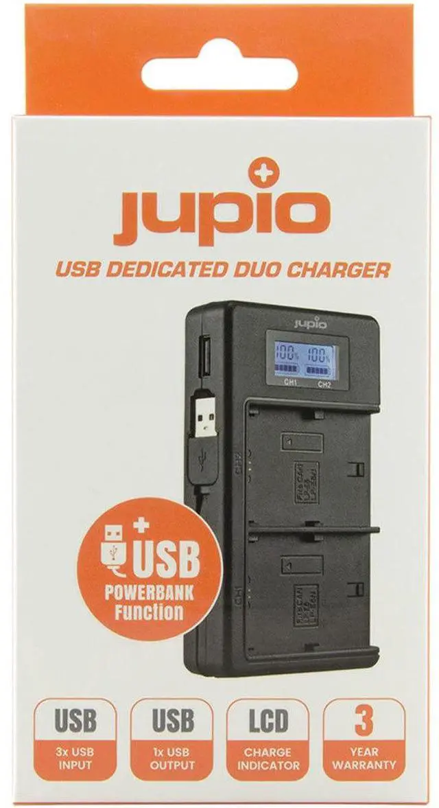 Alt view image 2 of 3 - Jupio USB Dedicated Duo Charger LCD for Canon LP-E10 Batteries