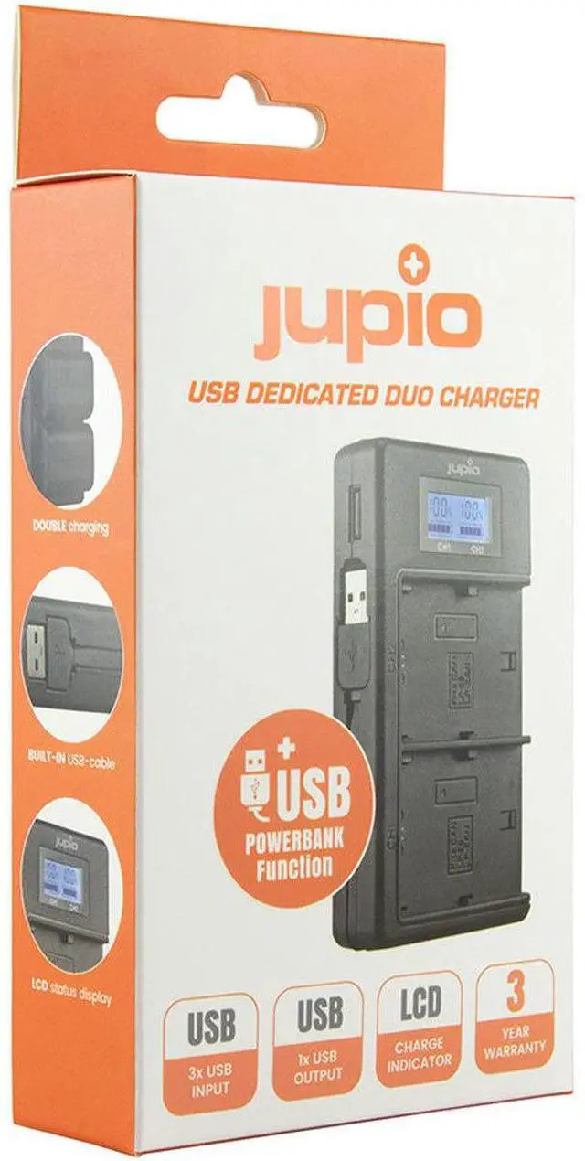 Alt view image 3 of 3 - Jupio USB Dedicated Duo Charger LCD for Canon LP-E10 Batteries