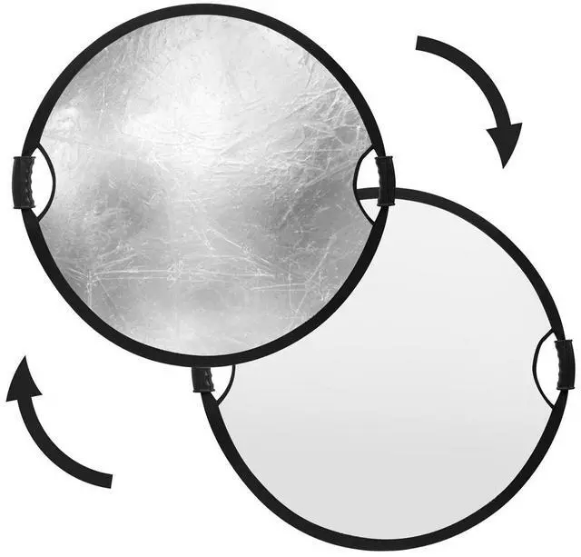 Main image of Glow Circular Collapsible Reflector with Handles (32", Silver/White) #CR32-SW