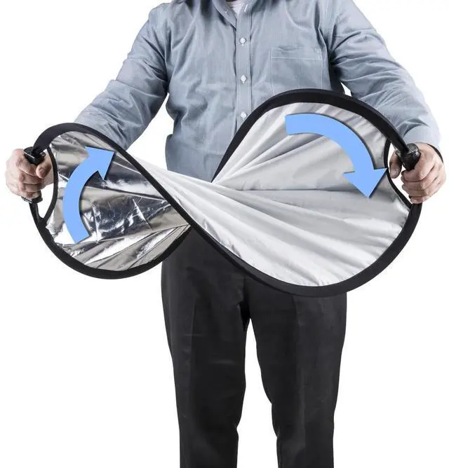 Alt view image 5 of 7 - Glow Circular Collapsible Reflector with Handles (32", Silver/White) #CR32-SW