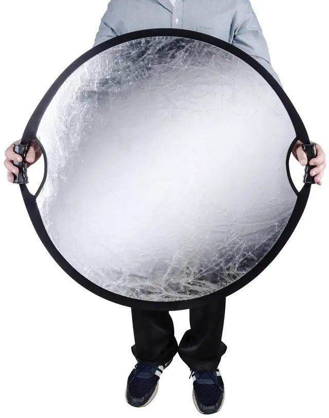 Alt view image 4 of 7 - Glow Circular Collapsible Reflector with Handles (32", Silver/White) #CR32-SW