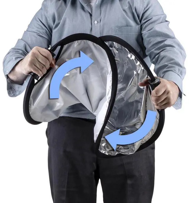 Alt view image 6 of 7 - Glow Circular Collapsible Reflector with Handles (32", Silver/White) #CR32-SW