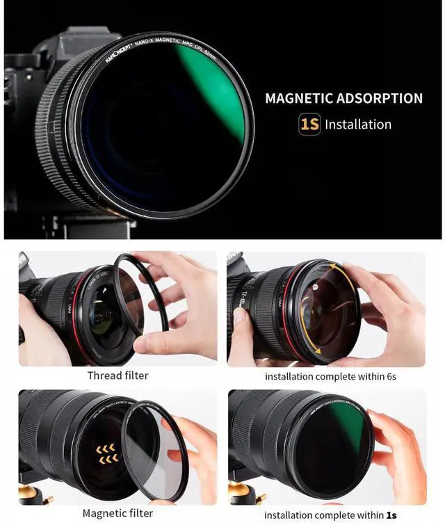 Alt view image 5 of 7 - K&F Concept 62mm Nano-X CPL Magnetic Filter