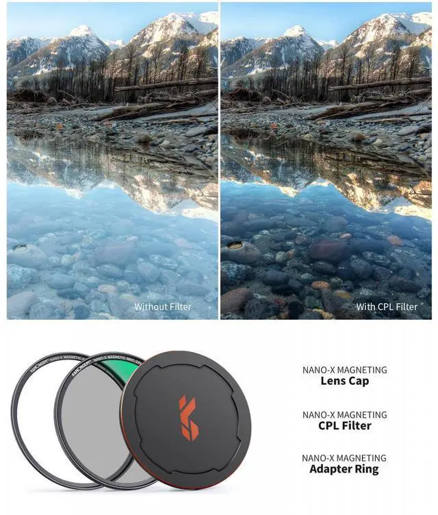 Alt view image 4 of 7 - K&F Concept 62mm Nano-X CPL Magnetic Filter