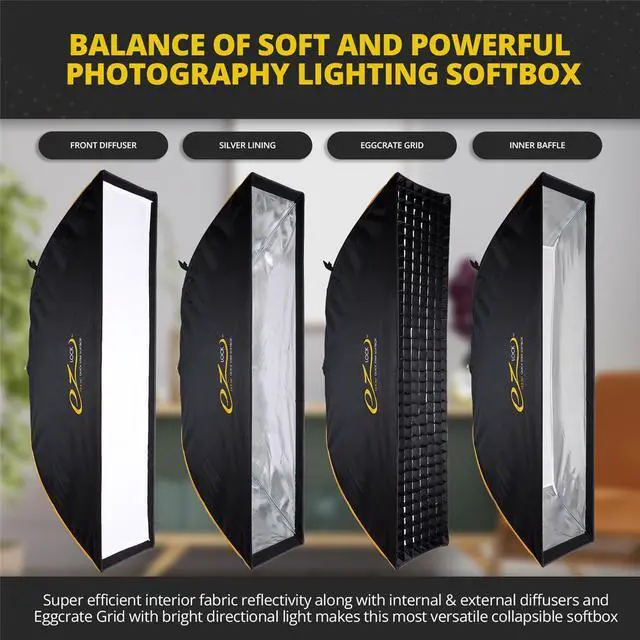 Alt view image 8 of 9 - Glow EZ Lock 12x56" Quick Strip Softbox With Bowens Mount #EZ-SB-1256