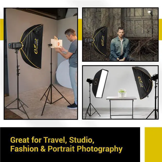 Alt view image 7 of 7 - Glow Glow EZ Lock 12x36" Quick Strip Rectangular Bowens Mount Softbox w/External & Internal Diffusers, Deflector Disk, Grid, Soft box Speedring Adapter for Studio Lighting