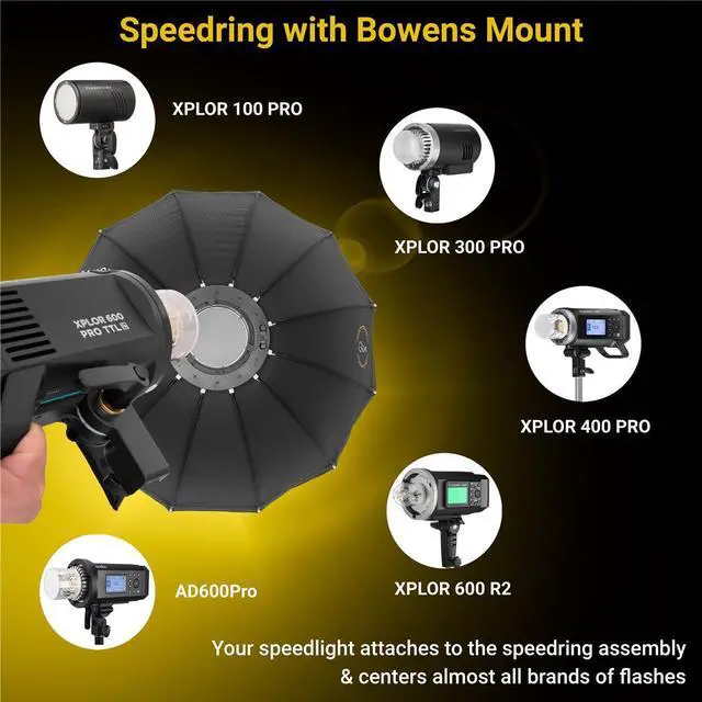 Alt view image 2 of 7 - Glow ParaPop 38" II Portable Softbox w/Bowens Mount Adapter and OTA Adapter Set