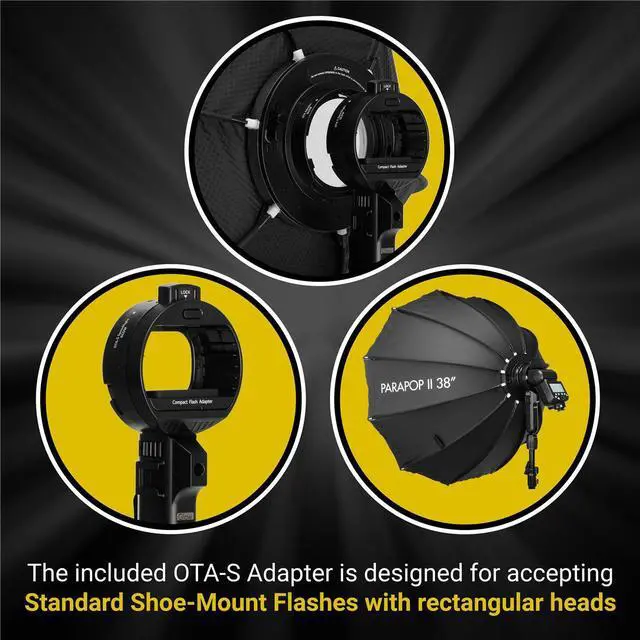 Alt view image 4 of 7 - Glow ParaPop 38" II Portable Softbox w/Bowens Mount Adapter and OTA Adapter Set