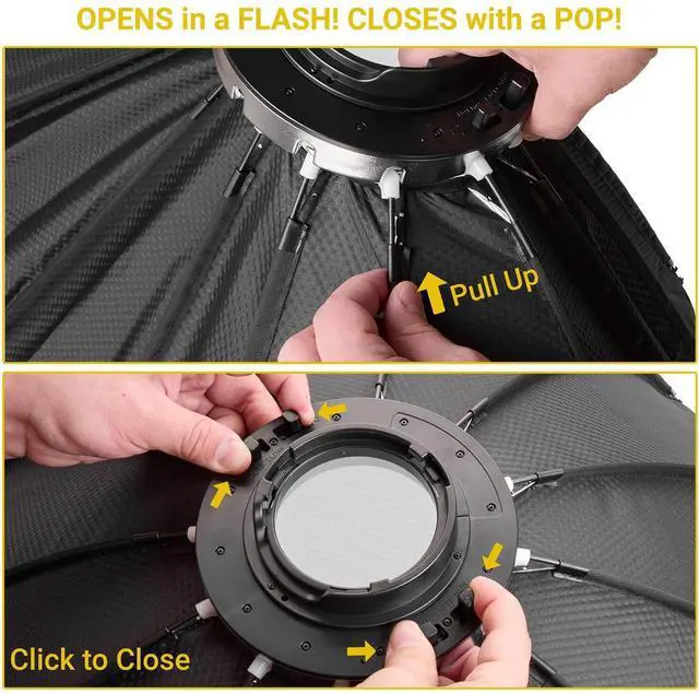Alt view image 6 of 7 - Glow ParaPop 38" II Portable Softbox w/Bowens Mount Adapter and OTA Adapter Set