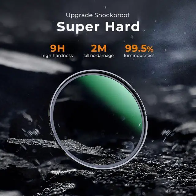 Alt view image 9 of 14 - K&F Concept 49mm MC UV Protection Filter Shockproof Tempered Optical Glass with 28 Multi-Layer Coatings HD/Waterproof/Scratch Resistant for Camera Lens (Nano-X Series)