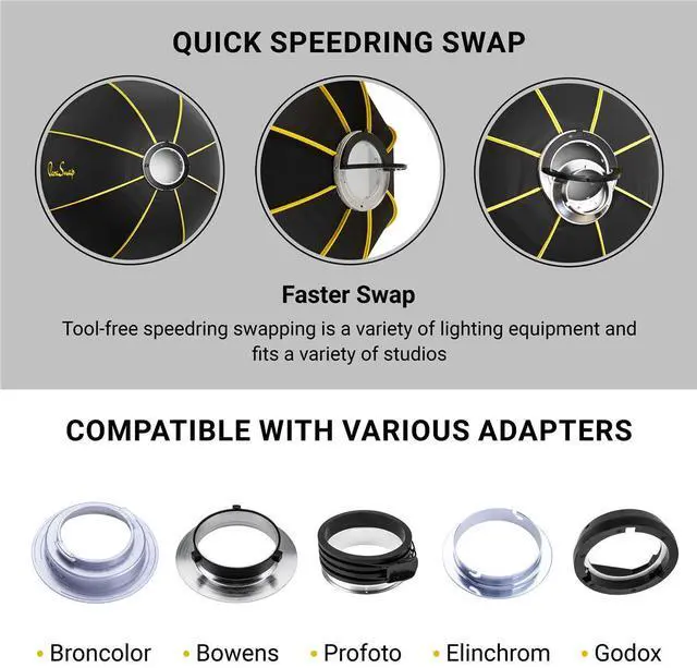 Alt view image 7 of 8 - glow parasnap 44" octa new generation sterlingfibre softbox with bowens mount