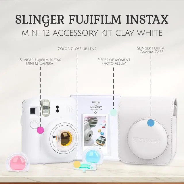 Alt view image 6 of 7 - Slinger FujiFilm Instax Mini 12 Accessory Kit, Clay White