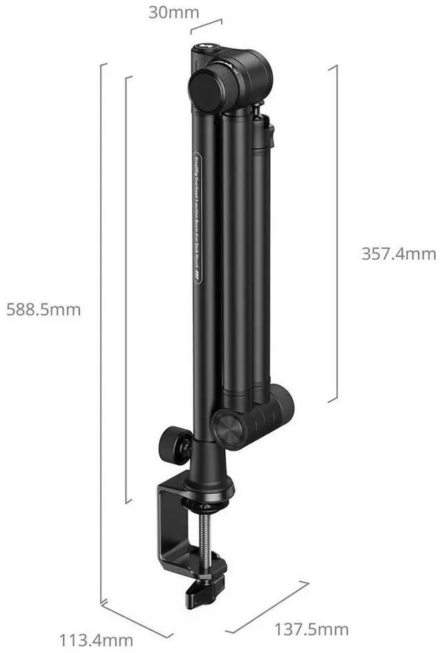 Alt view image 3 of 7 - SmallRig Overhead 3-Section Boom Arm Desk Mount