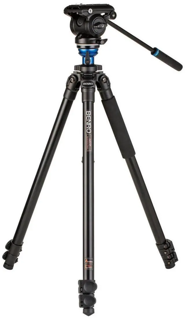 Main image of Benro A2573F 3-Section Aluminum Single Tube Video Tripod with S4PRO Flat Base Fluid Video Head