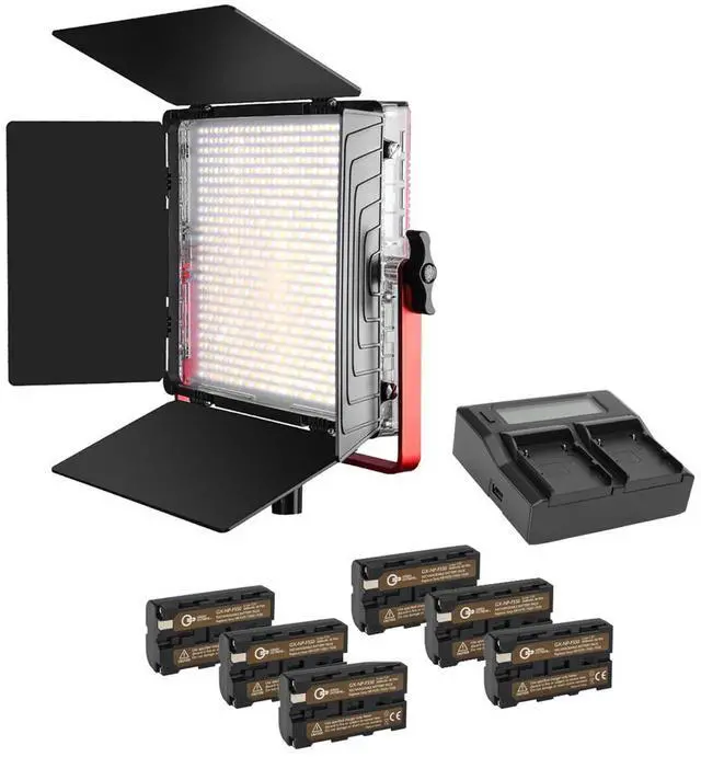 Main image of Great Video Maker MB832 50W Bi-Color Soft LED Panel 3-Light Kit, Bundle with 6x Batteries, Dual Charger and 2x Charger Plate