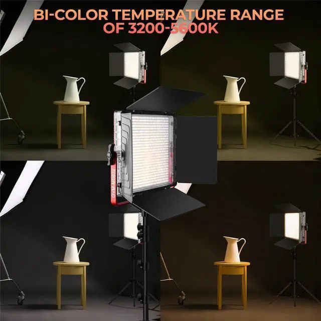Alt view image 7 of 7 - Great Video Maker MB832 50W Bi-Color Soft LED Panel 3-Light Kit, Bundle with 6x Batteries, Dual Charger and 2x Charger Plate