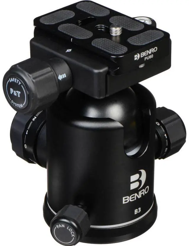 Main image of Benro B-Series Double Action Ballhead - B-3 & PU-60 Quick Release Plate