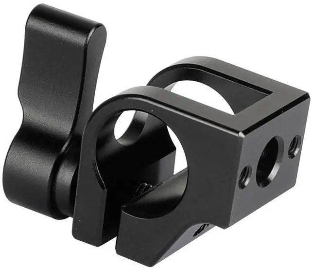 Main image of CAMVATE Universal 15mm Single Rod Clamp with 1/4" Mount for Camera Cage, Black Knob