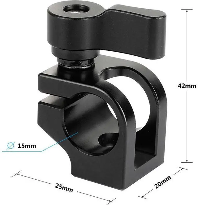 Alt view image 5 of 6 - CAMVATE Universal 15mm Single Rod Clamp with 1/4" Mount for Camera Cage, Black Knob
