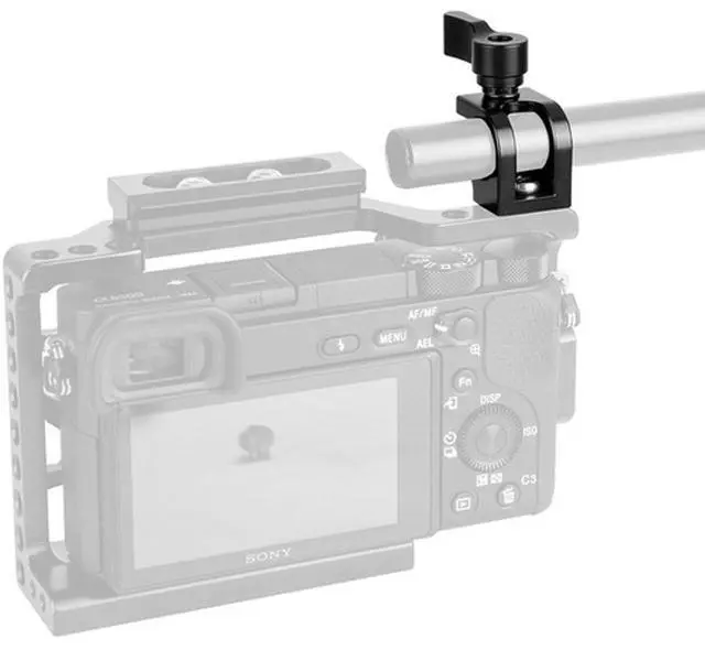 Alt view image 6 of 6 - CAMVATE Universal 15mm Single Rod Clamp with 1/4" Mount for Camera Cage, Black Knob