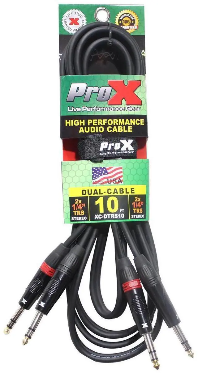 Alt view image 2 of 6 - ProX XC-DTRS10 10 Ft. Balanced Dual 1/4" TRS-M to Dual 1/4" TRS-M High Performance Audio Cable