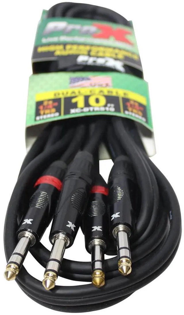 Alt view image 4 of 6 - ProX XC-DTRS10 10 Ft. Balanced Dual 1/4" TRS-M to Dual 1/4" TRS-M High Performance Audio Cable