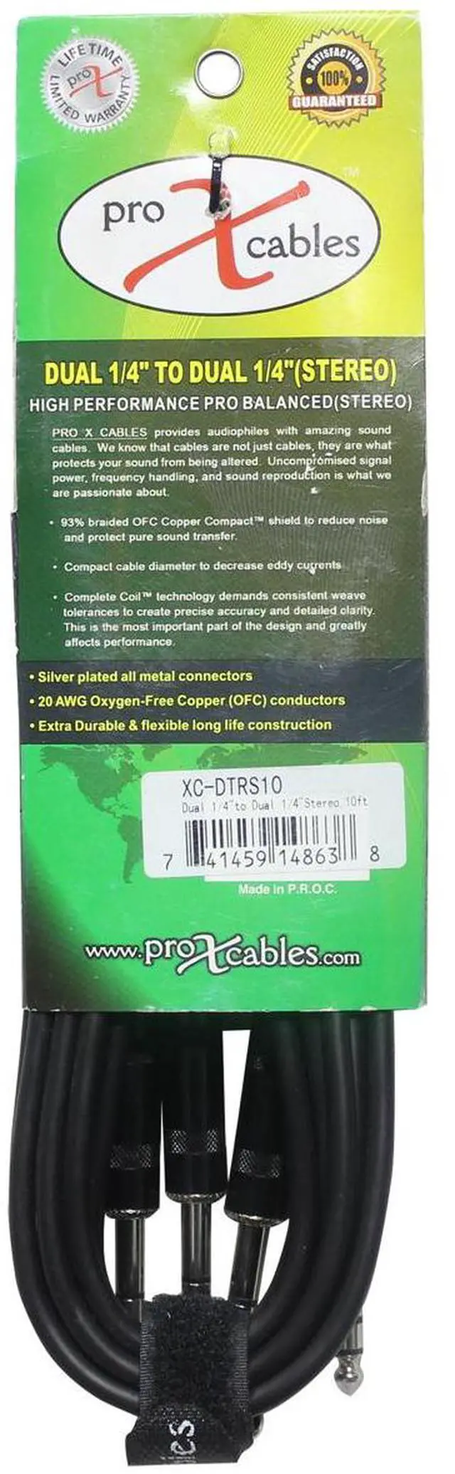 Alt view image 5 of 6 - ProX XC-DTRS10 10 Ft. Balanced Dual 1/4" TRS-M to Dual 1/4" TRS-M High Performance Audio Cable