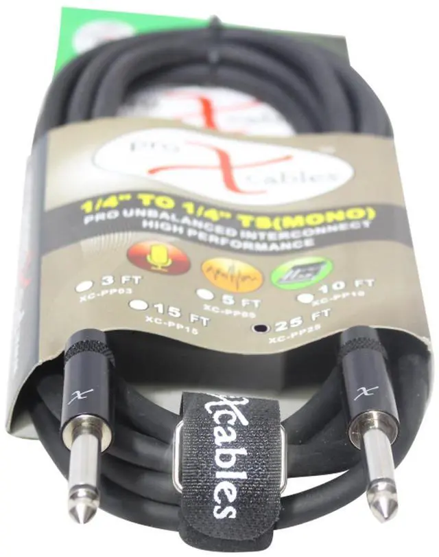 Alt view image 2 of 3 - ProX XC-PP25 25' Ft. Unbalanced 1/4" TS-M to 1/4" TS-M High Performance Pro Audio Instrument Guitar Cable