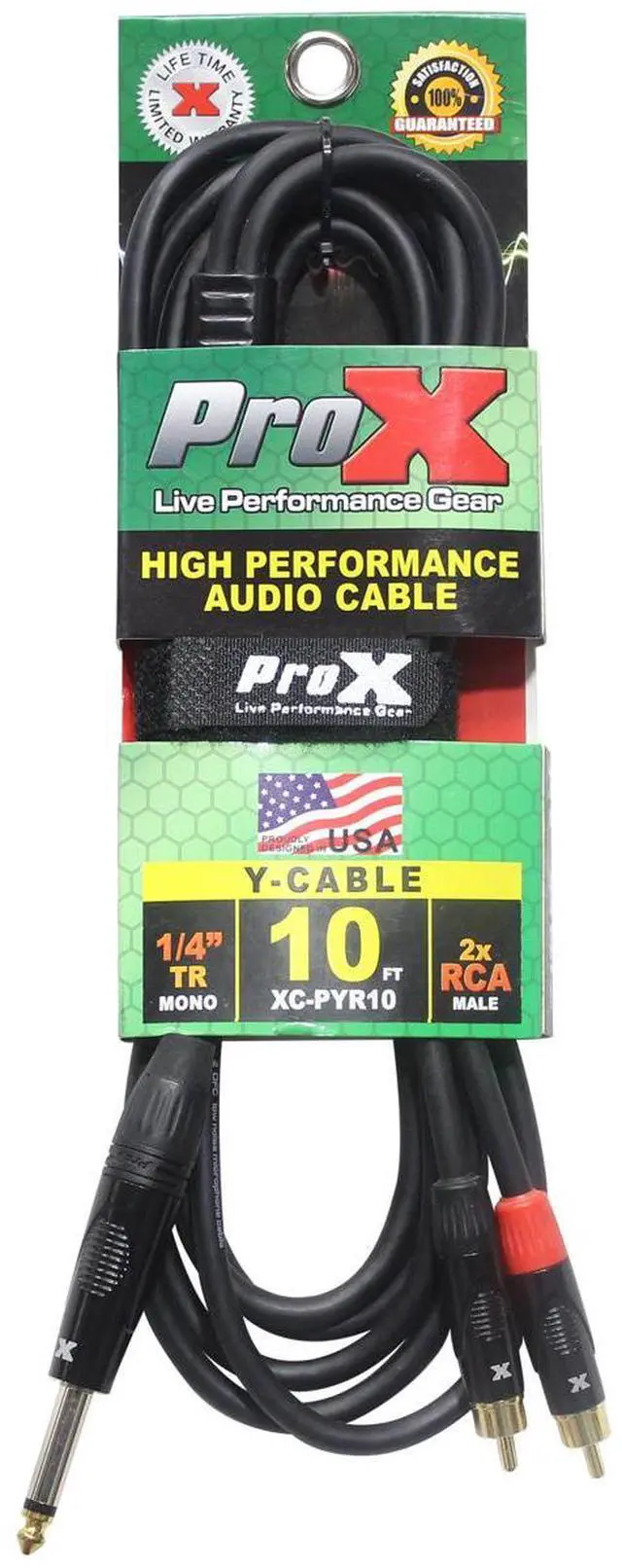 Alt view image 3 of 6 - ProX XC-PYR10 | 10\' 1/4 TS to Dual RCA Cable
