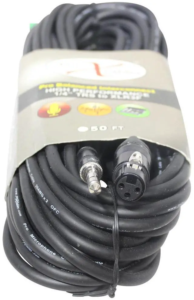 Alt view image 3 of 3 - ProX XC-SXF50 50' 1/4" TRS-M to XLR3-F Balanced High Performance Audio Cable